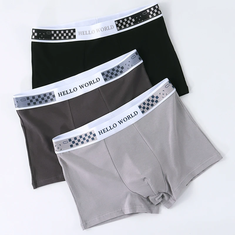 纯棉男士内裤男士个性潮流平角裤运动舒适四角短裤男生宽松裤衩