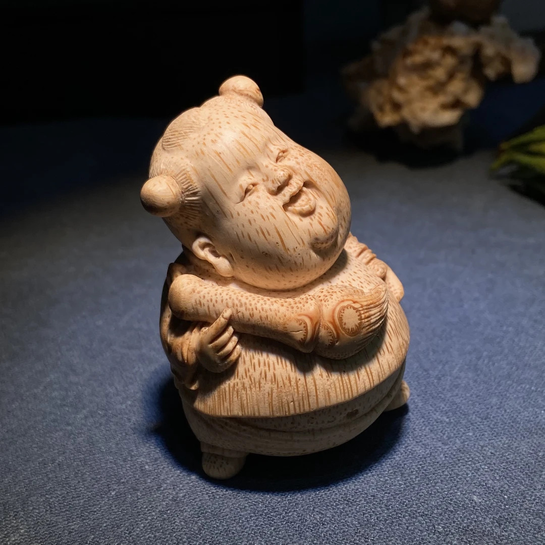 竹根雕刻小童子手把件摆件杜正刚竹雕童子非卢培纲
