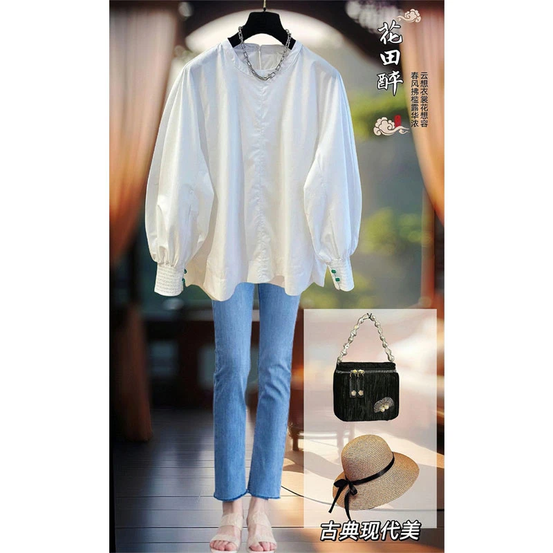 2024年秋季新款韩系休闲简约小众减龄宽松显瘦长袖纯色衬衫上衣女