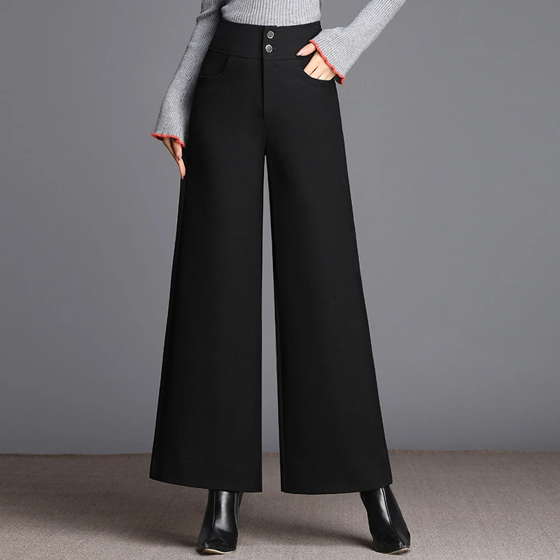 【西装布料秋款】垂感阔腿裤女秋休闲裤高腰垂感直筒裤黑色长裤子