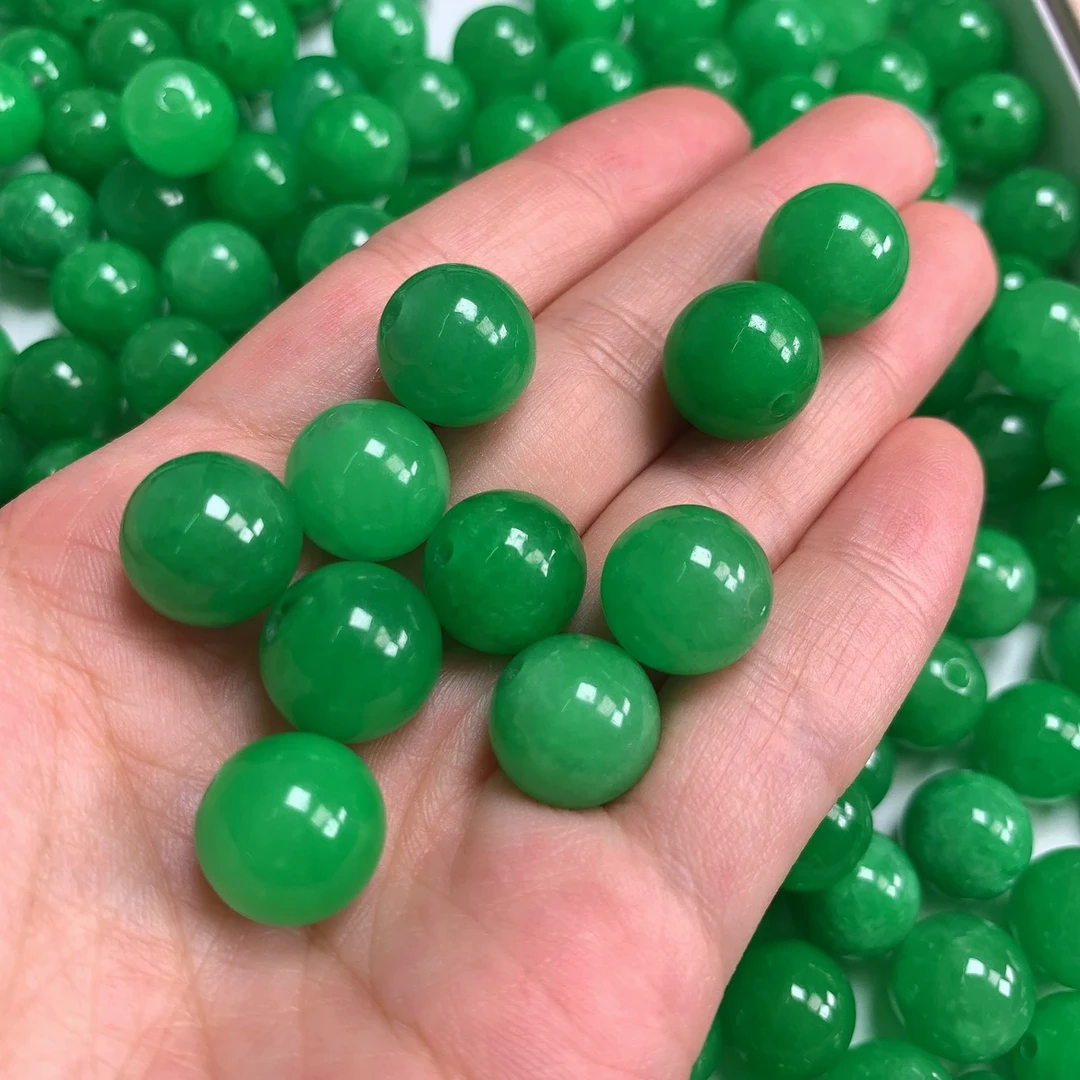 【1】翡翠满绿珠子单颗11mm-12mm绿（多样性发货）
