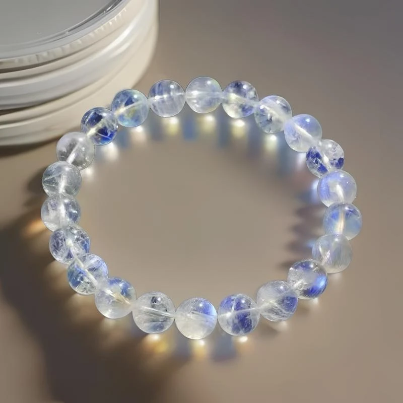 【R先生】天然蓝月光石手链6mm+ 轻奢百搭情侣闺蜜 颗颗蓝光