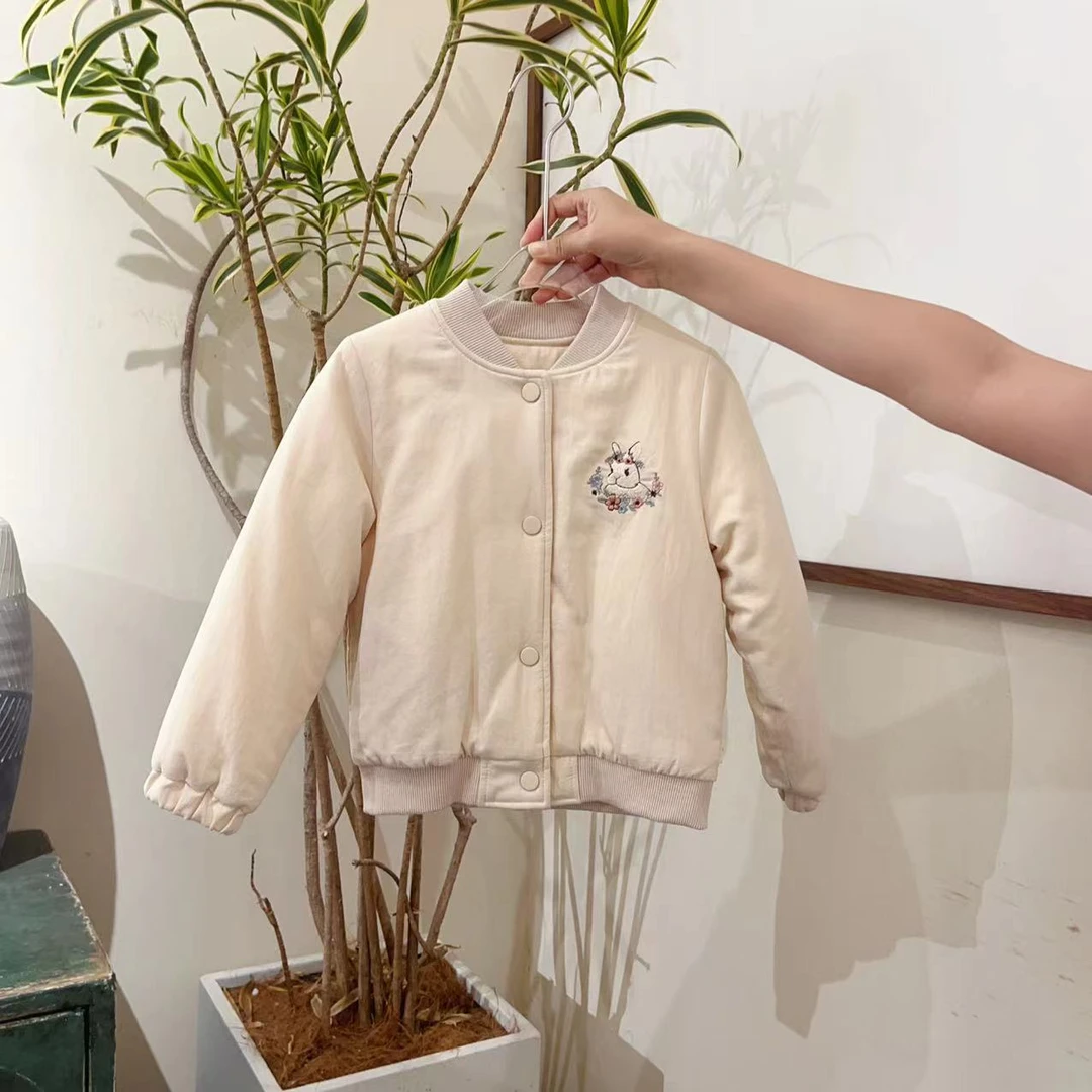 【云朵小葵】女童高级纯色可爱小兔刺绣棒球服外套3240027