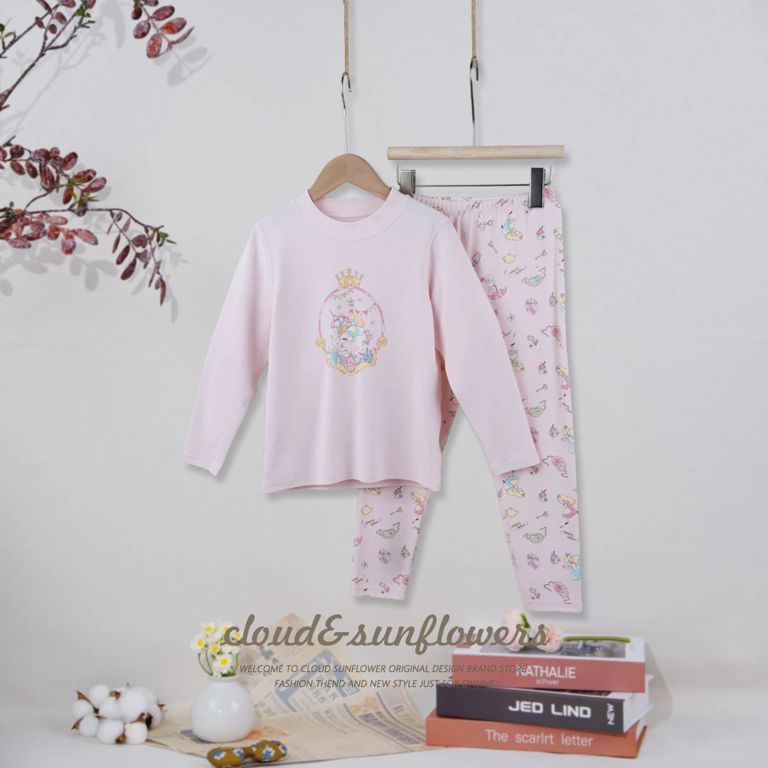 【云朵小葵】女童秋季圆领卡通精致女孩独角兽家居服套装2075