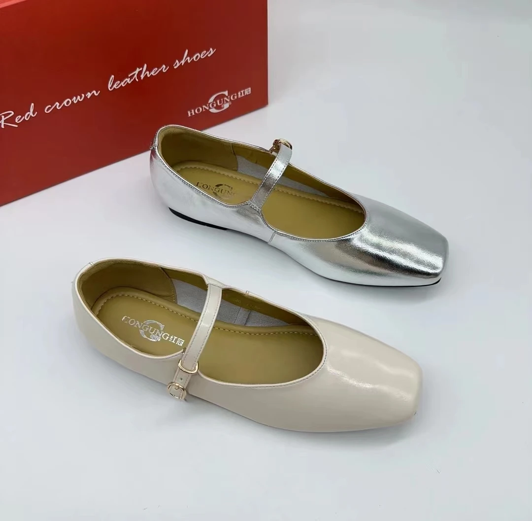 断码捡漏红冠女鞋单鞋软底浅口百搭玛丽珍鞋低跟蛋卷鞋T2821-3