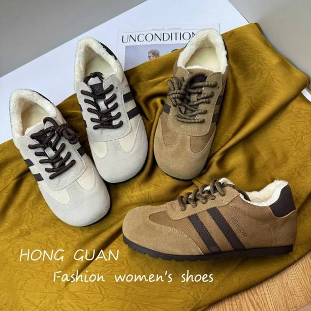 加绒 | 踩屎感德训鞋冬季加绒勃肯鞋丑萌运动鞋毛毛阿甘鞋子983-5