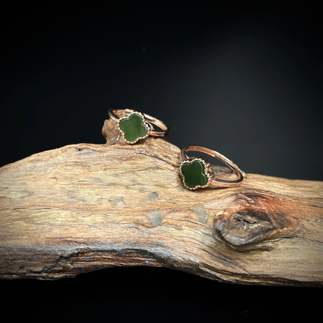 【新疆和田玉老郑】925银镶和田玉戒指 (多样性发)