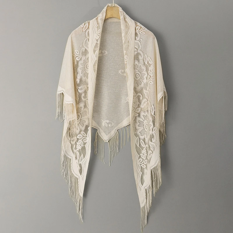 春秋新款云肩旗袍披肩国风高档女士丝巾洋气百搭优雅风流苏披纱