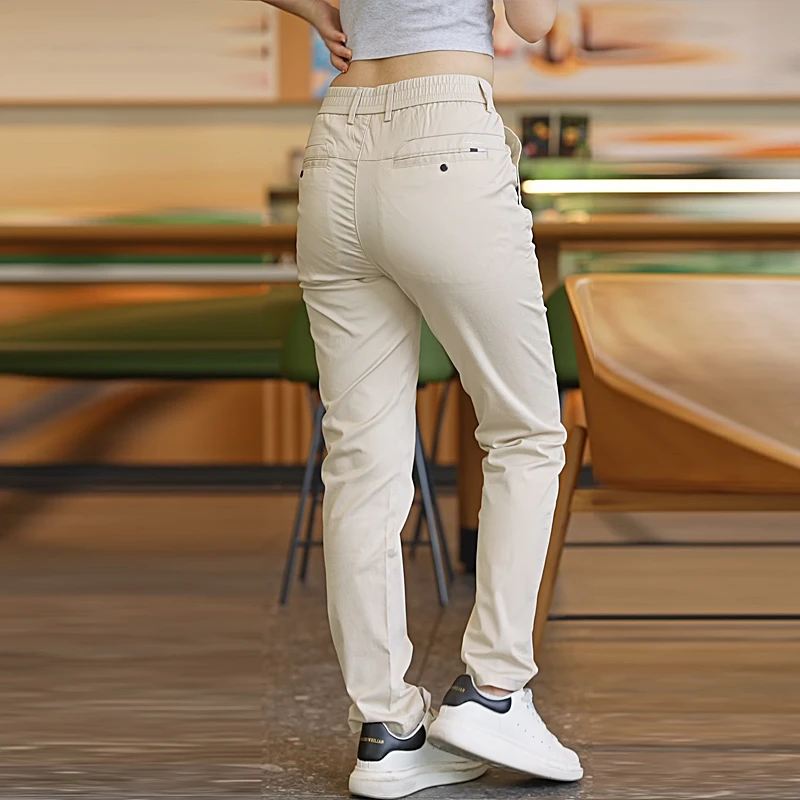 2025男裤商务休闲裤男士纯色百搭棉质系修身直筒长裤
