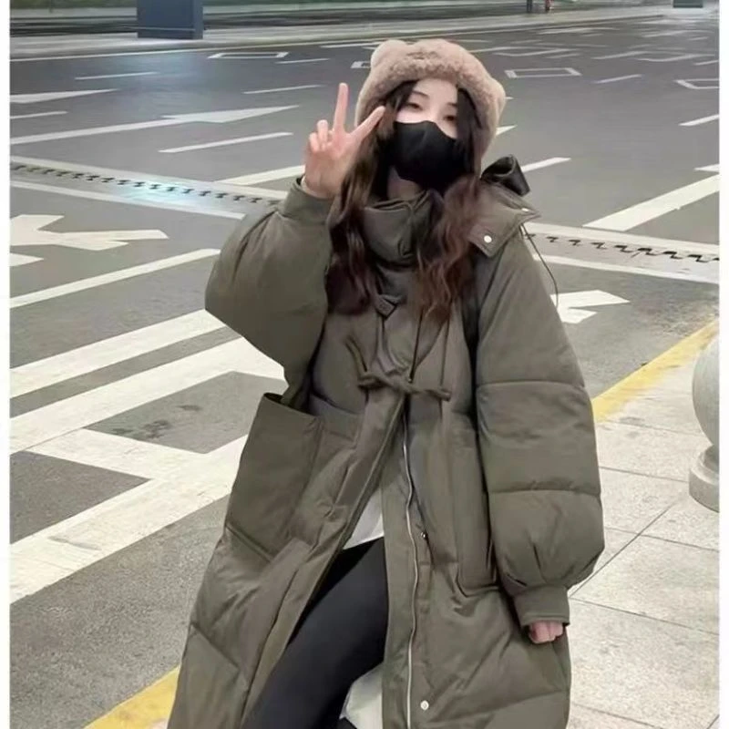 加厚连帽长款棉服棉衣2023冬季新款韩版宽松面包长款外套