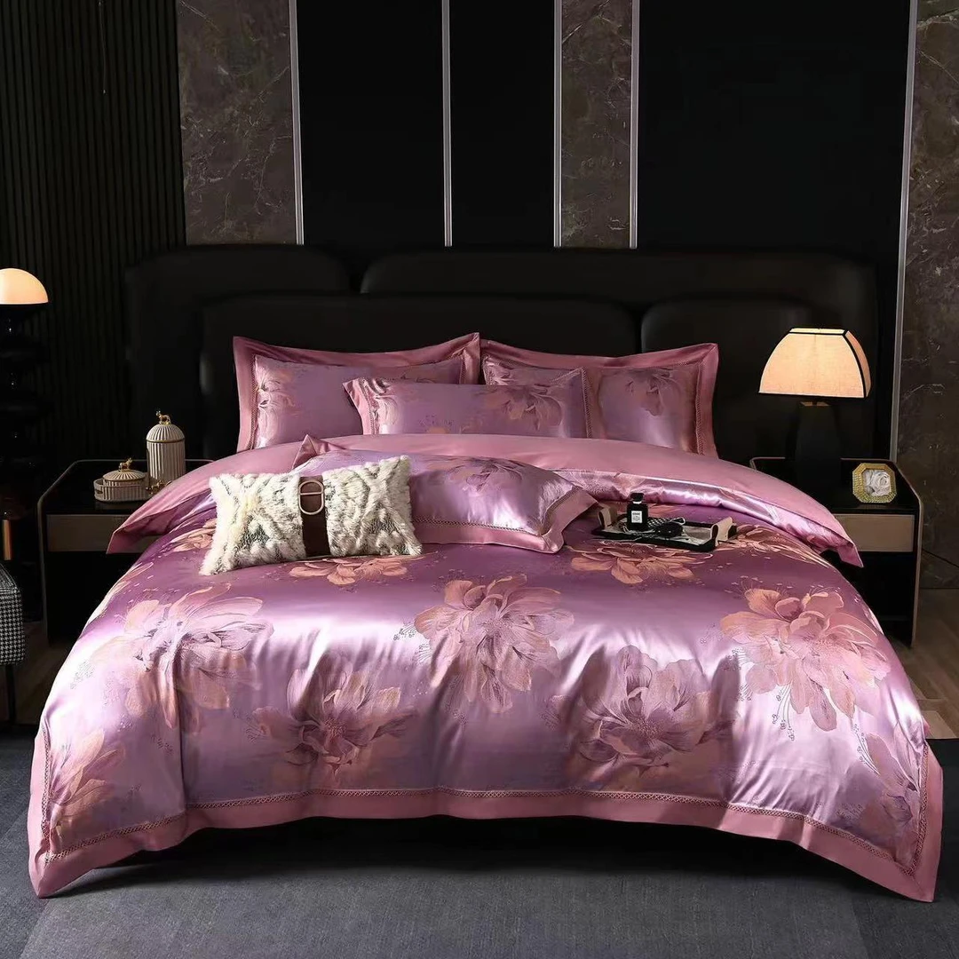 【姜总YLX】轻奢重磅高精密私人订制四件套四季款-花若嫣然-紫