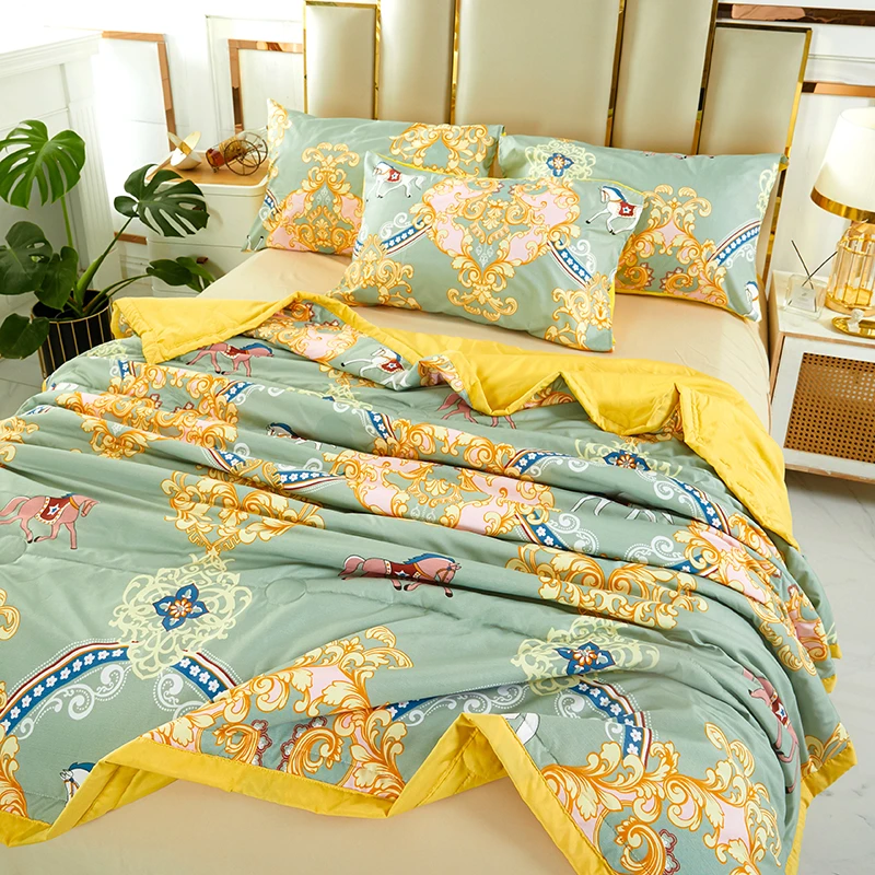 爆款夏季优选空调被轻奢印花凉感薄款机洗皇马