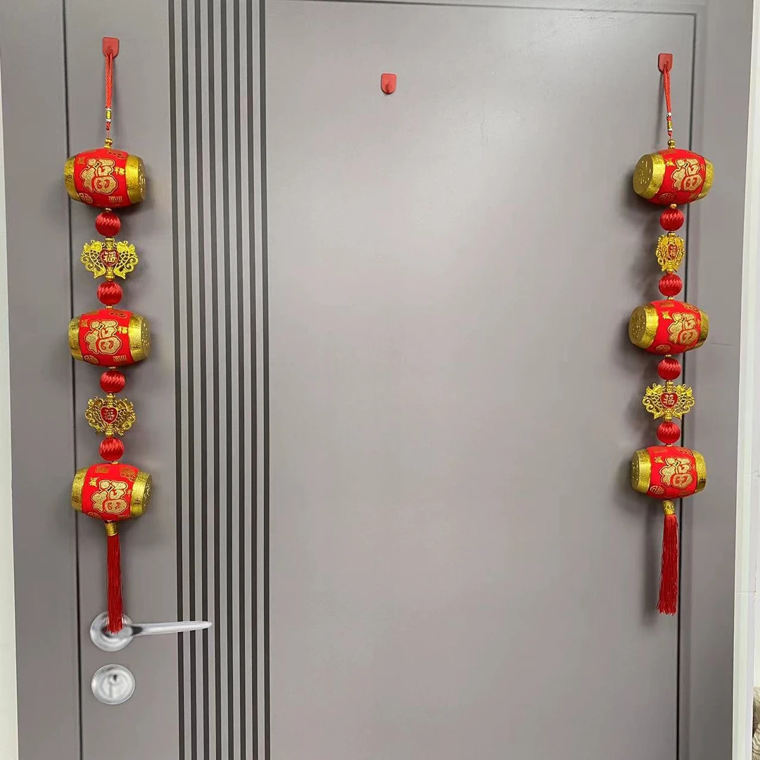 小号印花鼓年年有余植绒布乔迁挂件客厅沙发背景墙装饰喜庆用品