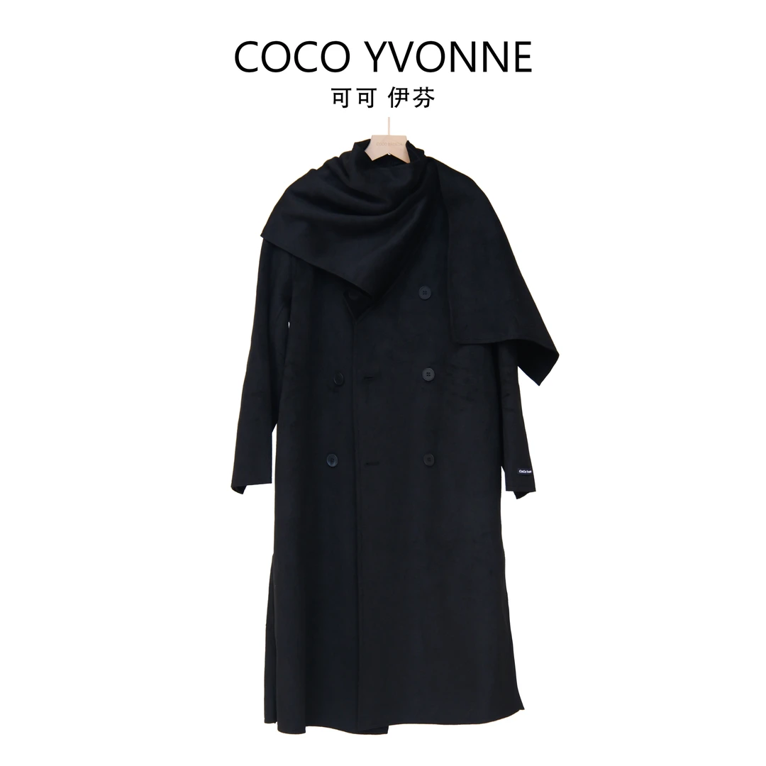 COCO YVONNE秋冬时尚气质设计师款韩版羊毛大衣外套网红