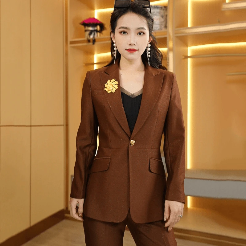 2024秋冬新款美拉德高端气质女神范西装套装时尚长袖西服两件套