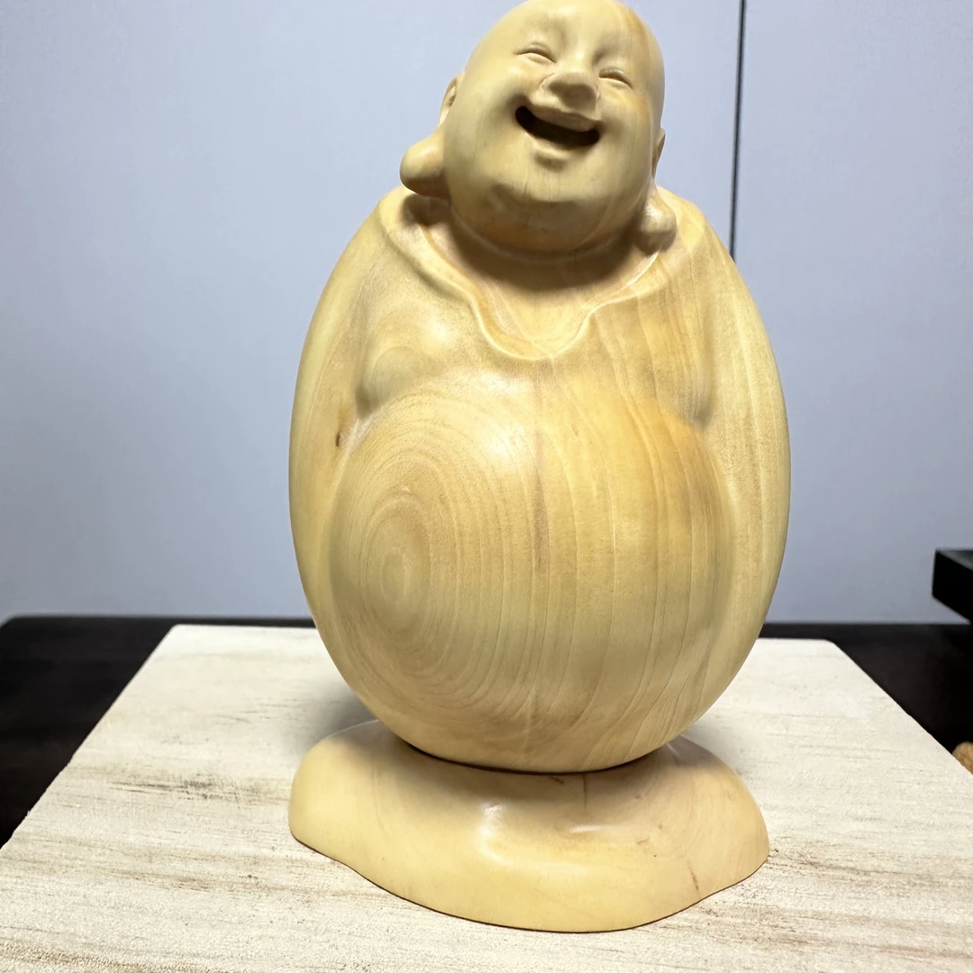 手工艺黄杨木弥勒佛摆件
