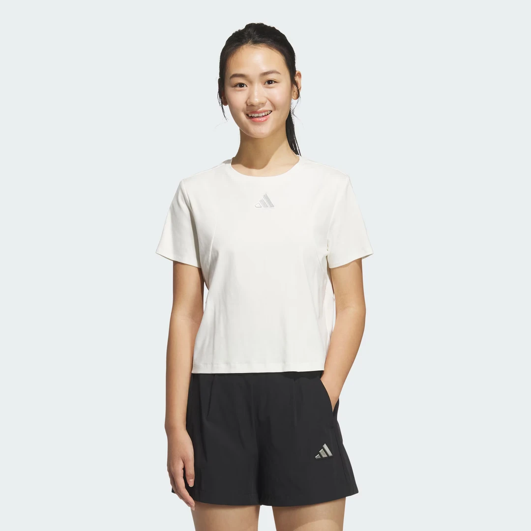 adidas/阿迪达斯夏日户外吴艳妮同款纯棉运动休闲短袖T恤JM8819