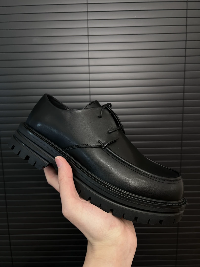 2025春款男士低帮休闲皮鞋商务正装圆头厚底百搭增高系带西装鞋子