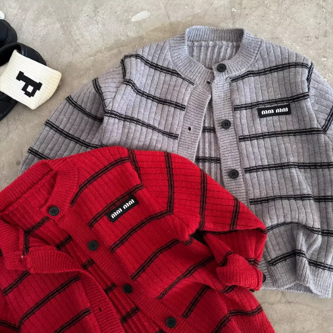 儿童毛衣2025秋季新款男女童条纹针织衫宝宝毛线洋气长袖上衣