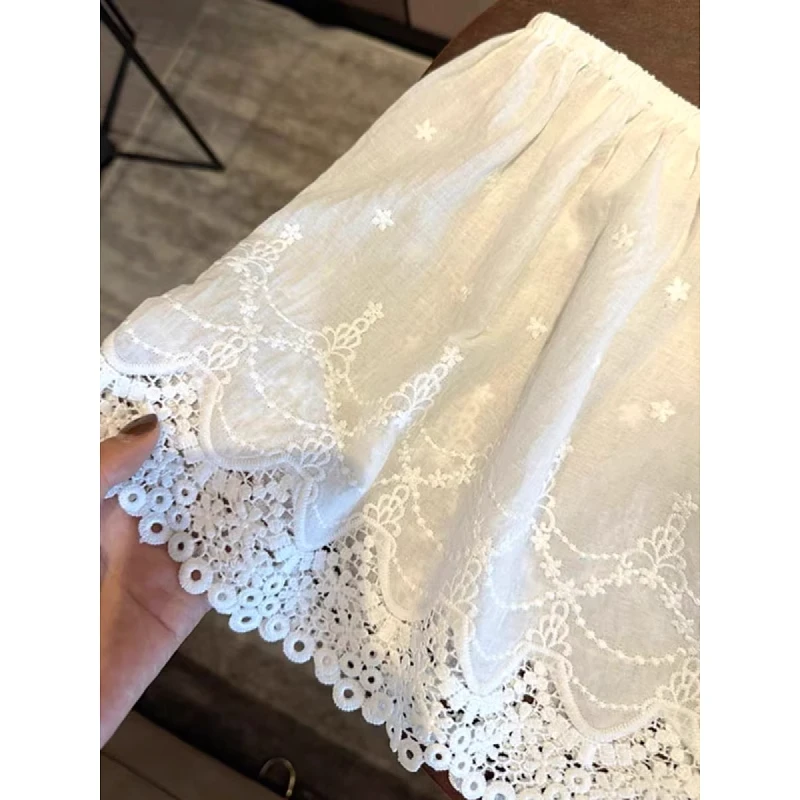 纯棉防走光纯棉设计感蕾丝小屁帘女秋冬叠穿松紧腰中短款打底裙