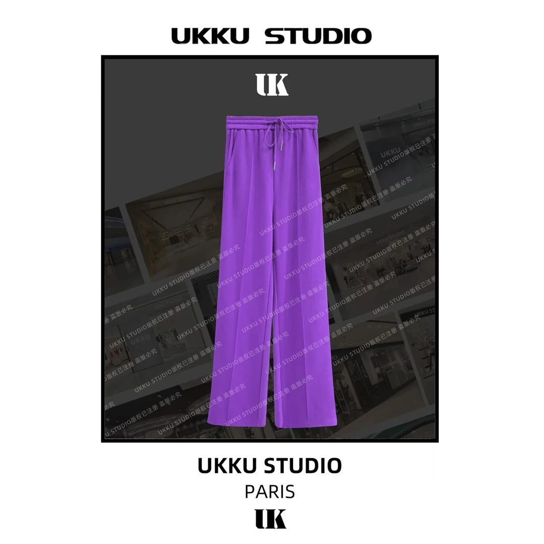 小尧【UKKUSKUDIO】网红气质修身时尚高级感紫色显瘦女神长裤513041
