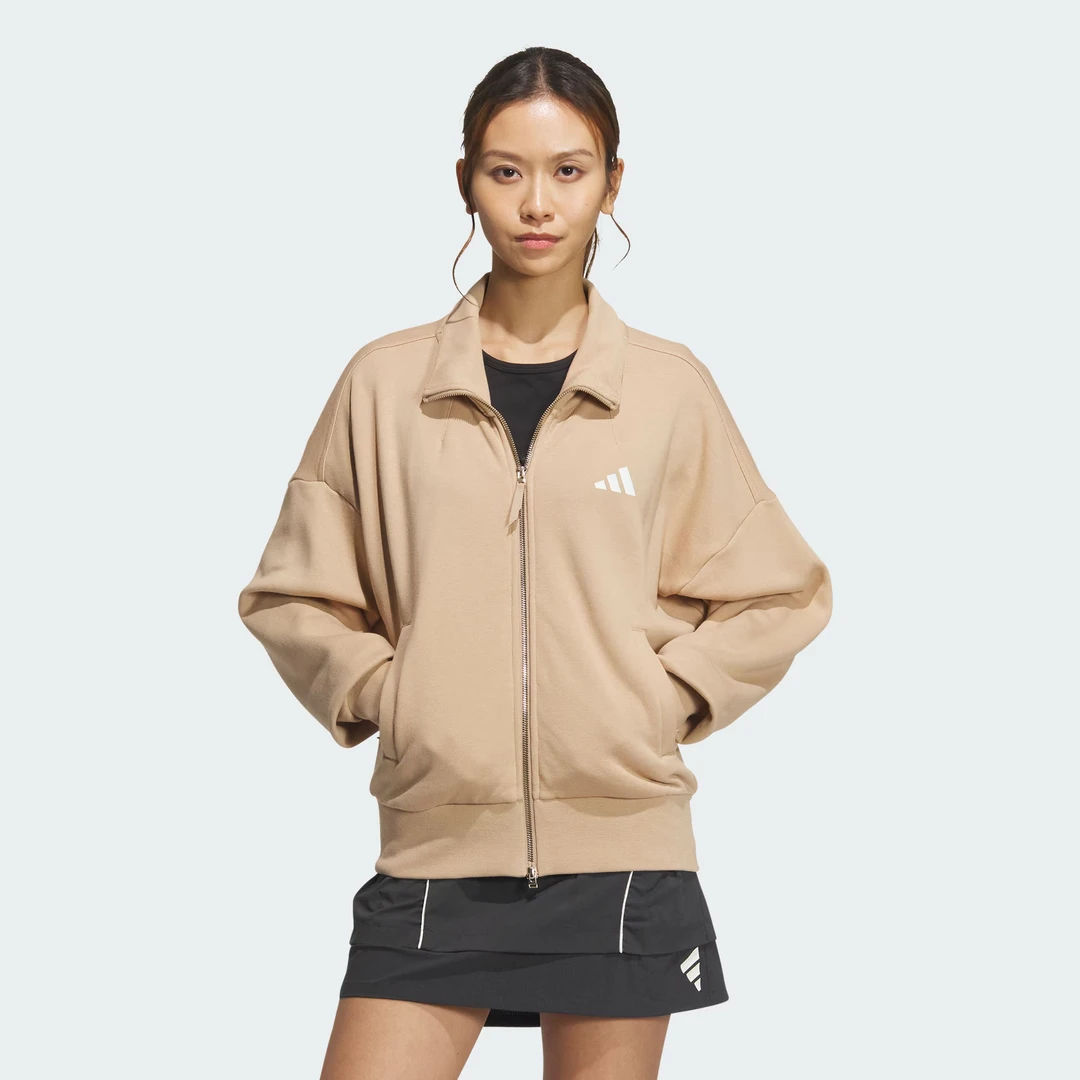 adidas/阿迪达斯流光风女子毛圈百搭运动休闲宽松夹克外套JL6278