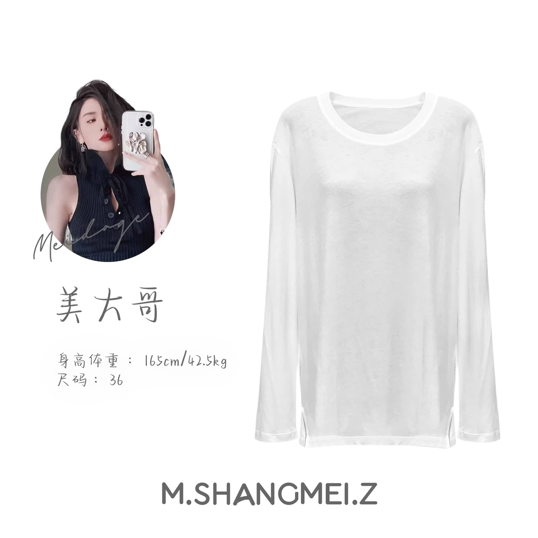 M.SHANGMEI.Z/沐熙美大哥气质休闲女士薄款纯色打底衫x0473