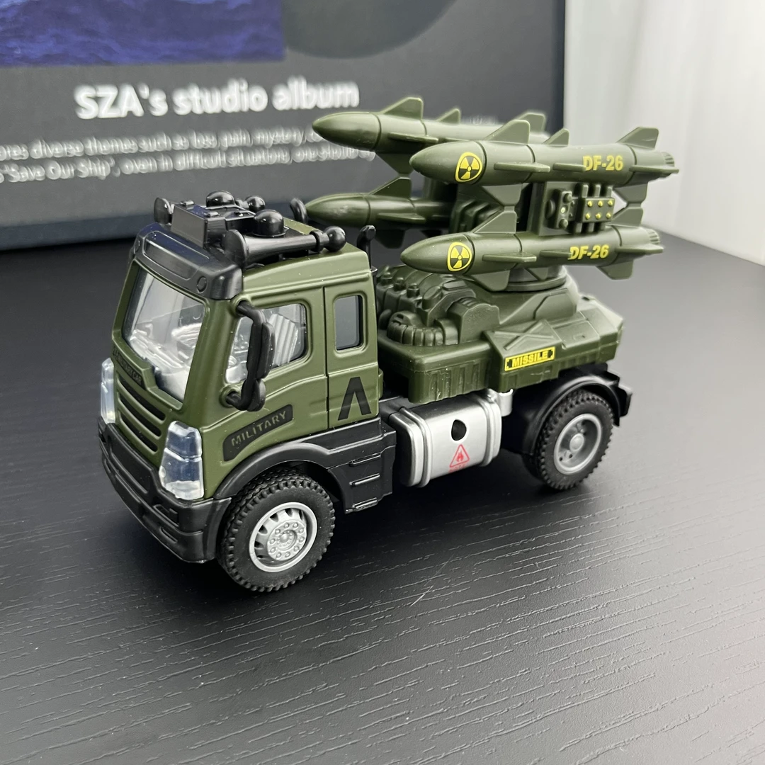 合金声光军事导弹车 车头合金 回力车