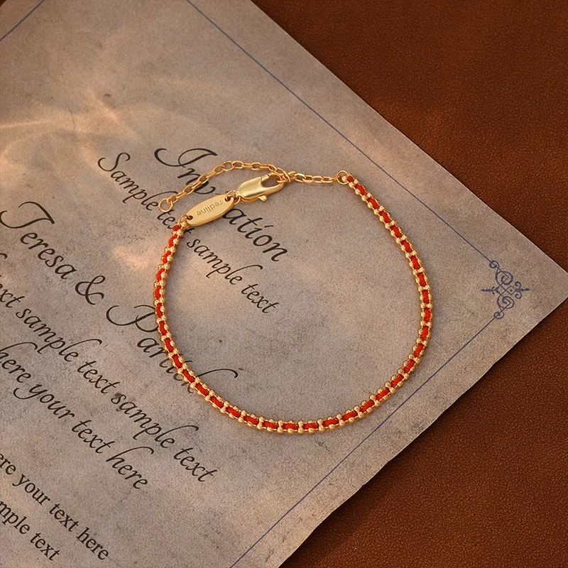 铜合金手链 转运珠红绳本命年好运红绳手链女编织招财运手绳手链