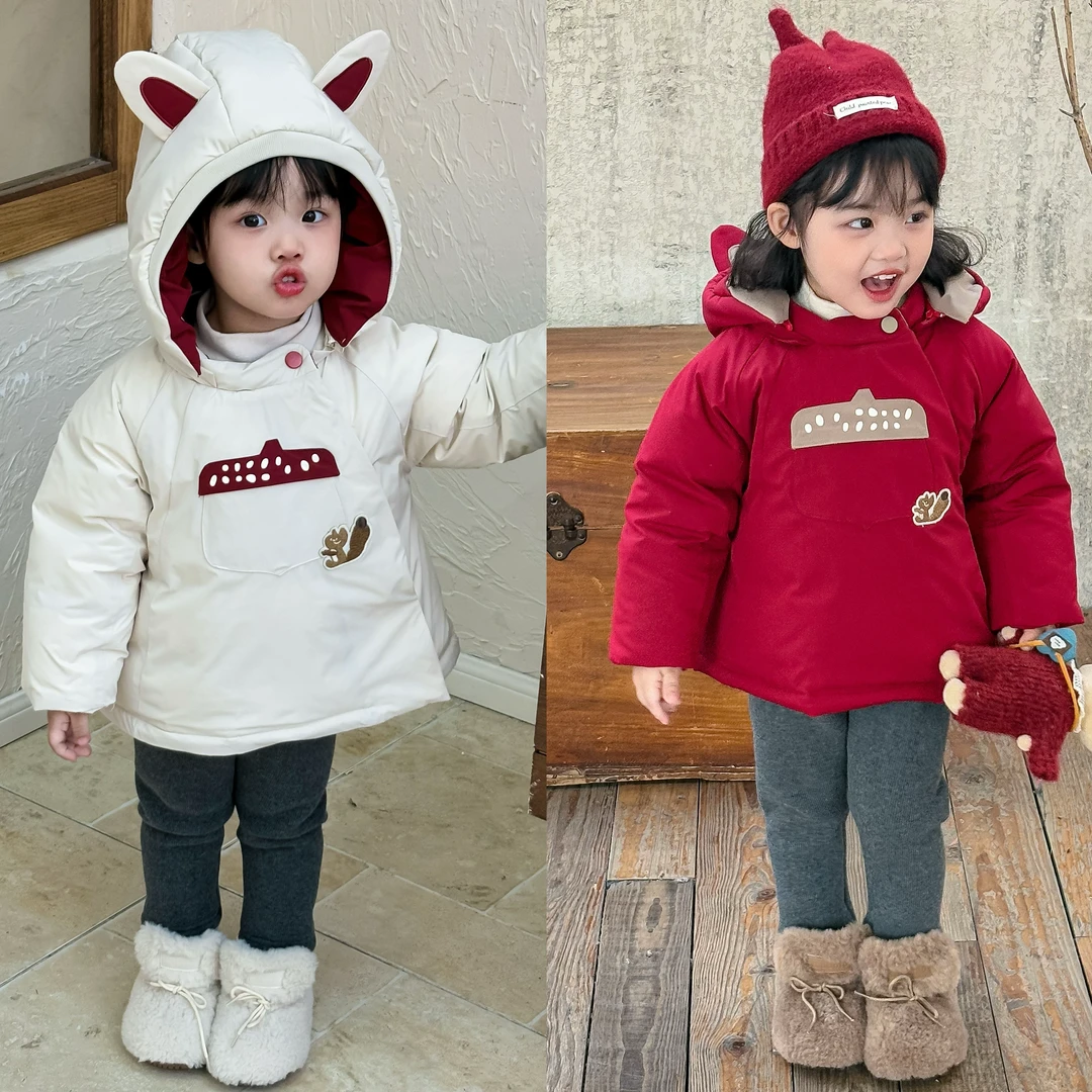 （90安心绒）【鱼子酱】D25205WT蘑菇连帽羽绒服 中小童女童童装
