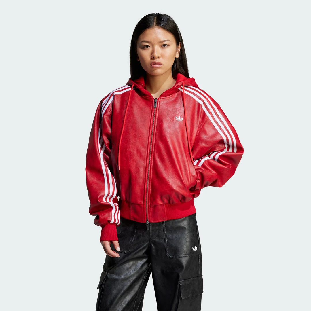 【滔搏联动】Adidas阿迪达斯短款甜酷仿皮质新年收腰运动棉服JY8887