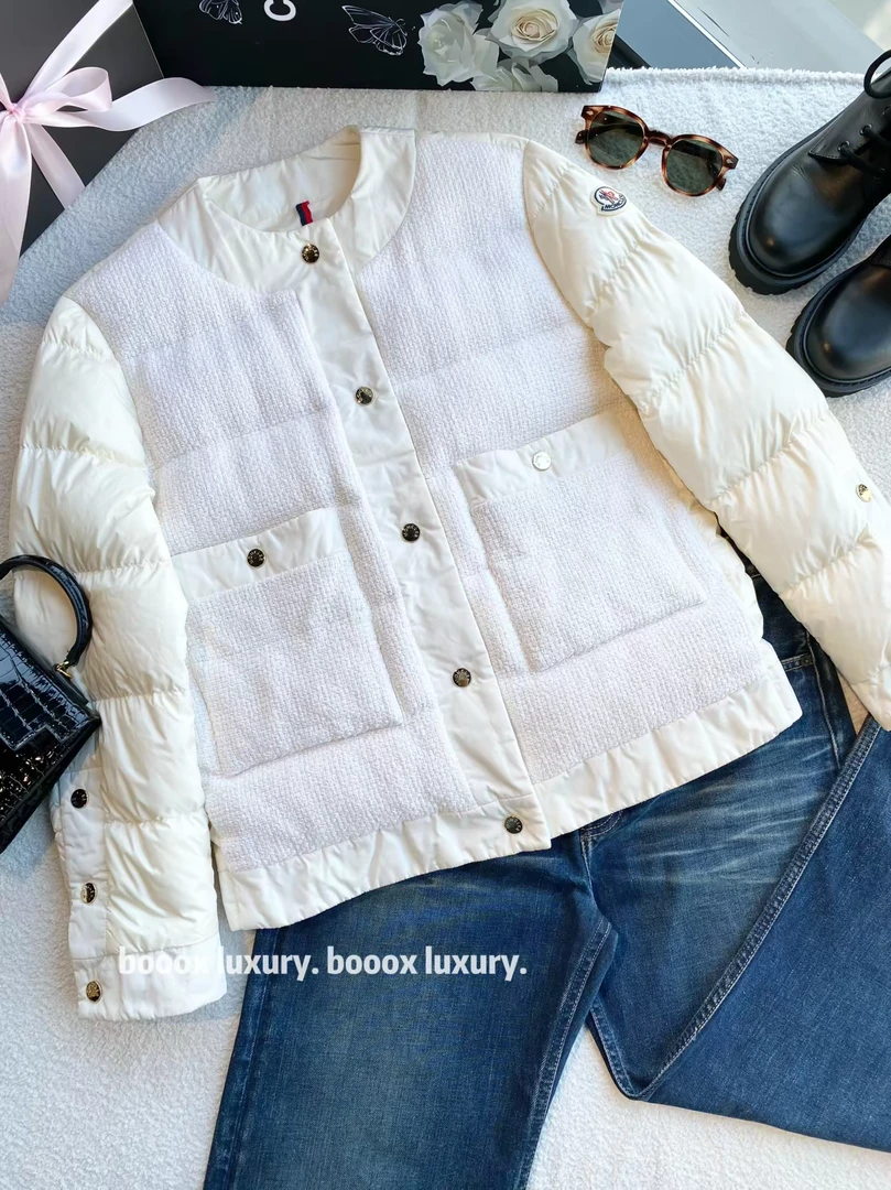 95新 MONCLER  pp1386 锦纶 编织粗花呢羽绒服 1码