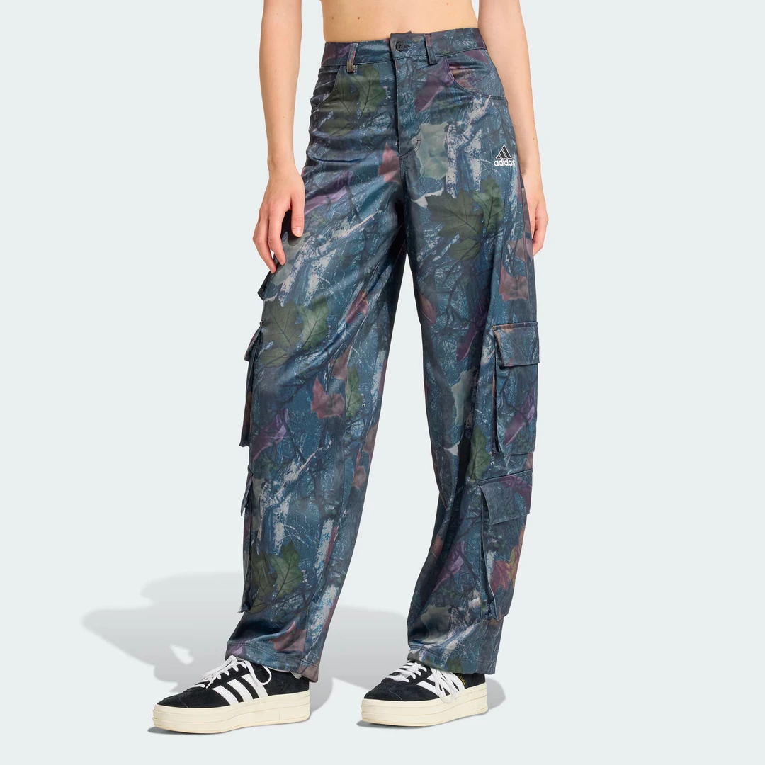 adidas/阿迪达斯CARGO JOGGERS 缎面印花工装多口袋运动裤KE3741