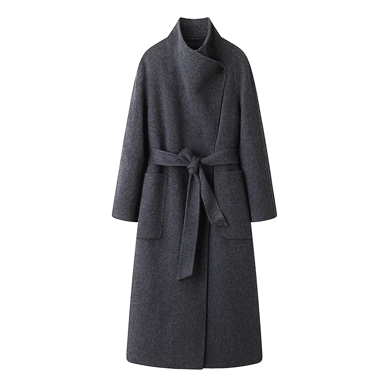 艾家商场同款2025冬季新款中长款双面毛呢大衣外套女2355