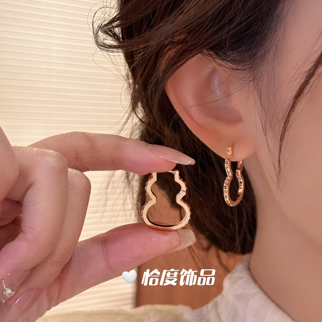 铜合金耳饰 【恰度】时尚气质葫芦耳钉小众设计百搭耳饰