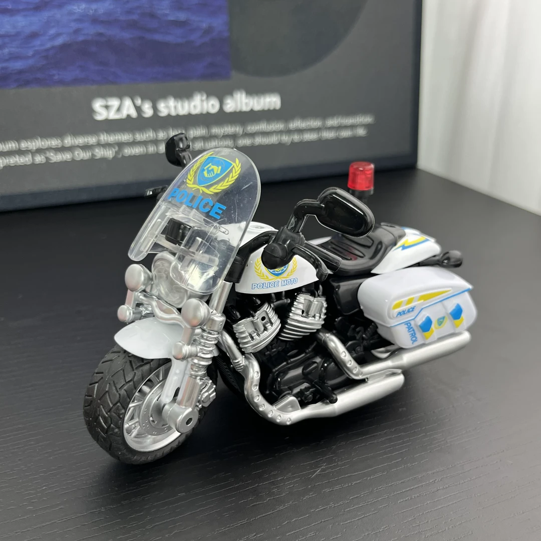 合金声光警察摩托车回力车MT