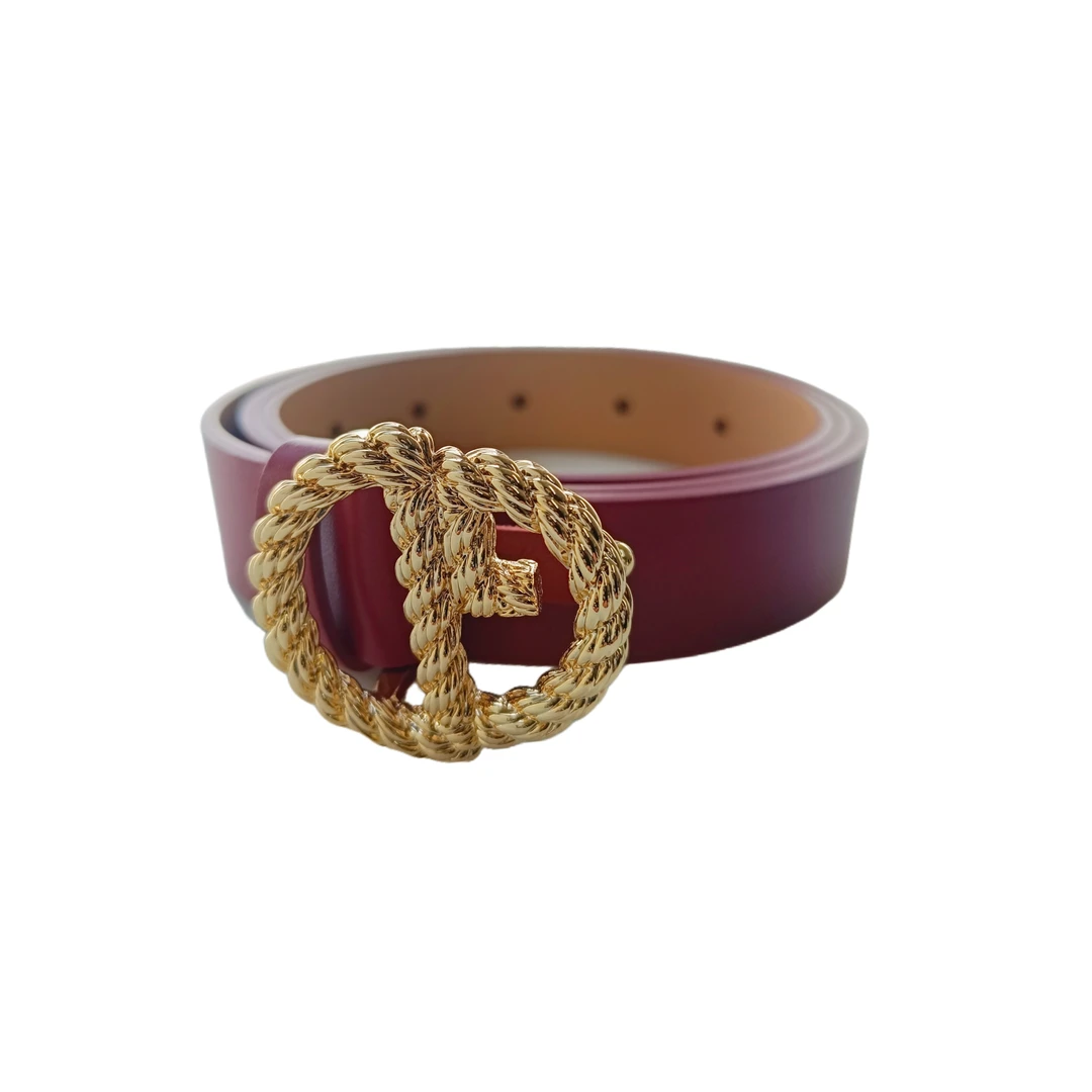 GIRDEAR/哥弟日常百搭复古针扣logo腰带配饰1900357女士安哥拉红