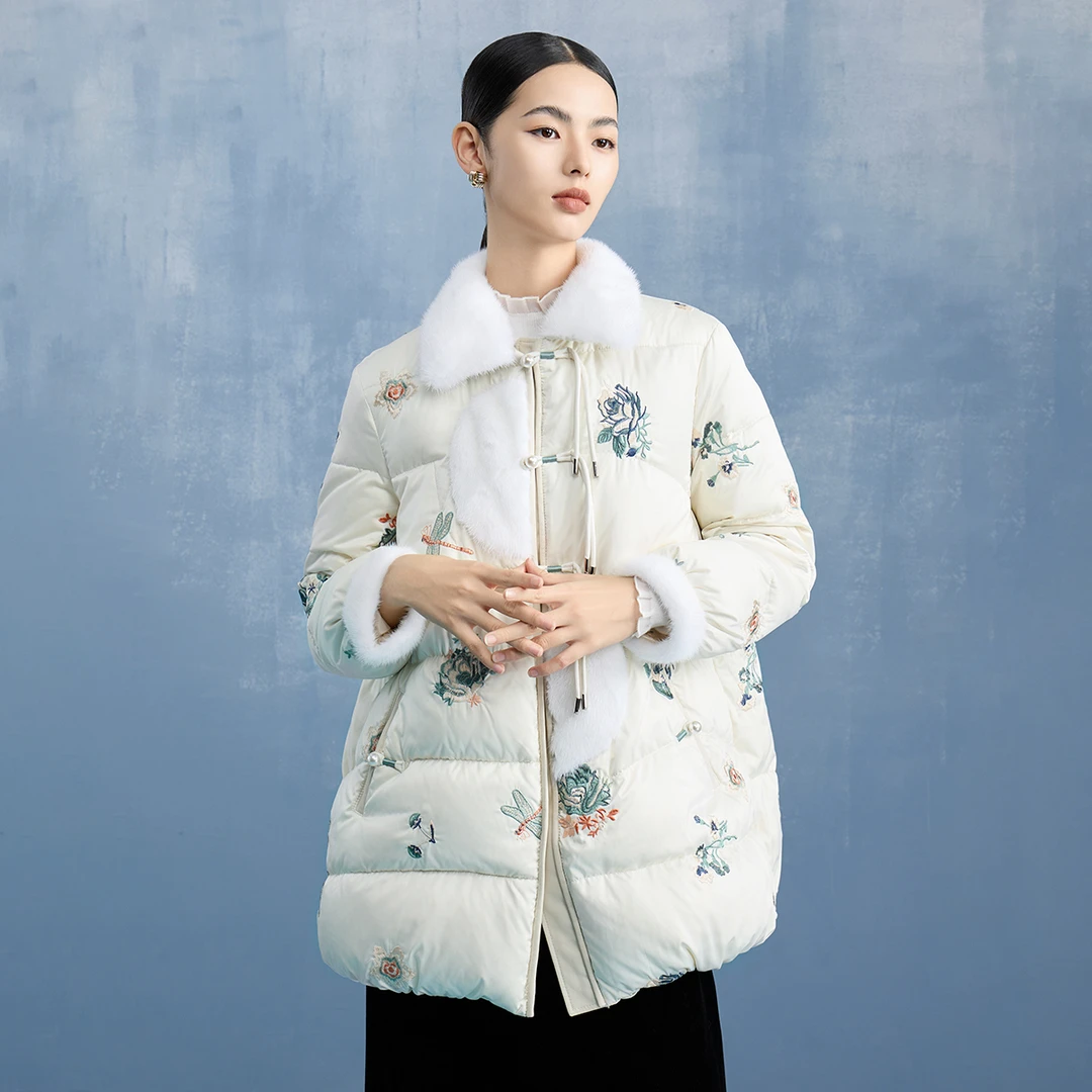 MY TENO/马天奴女士复古中国风印花时尚短款羽绒服女装VRAI42DCH0