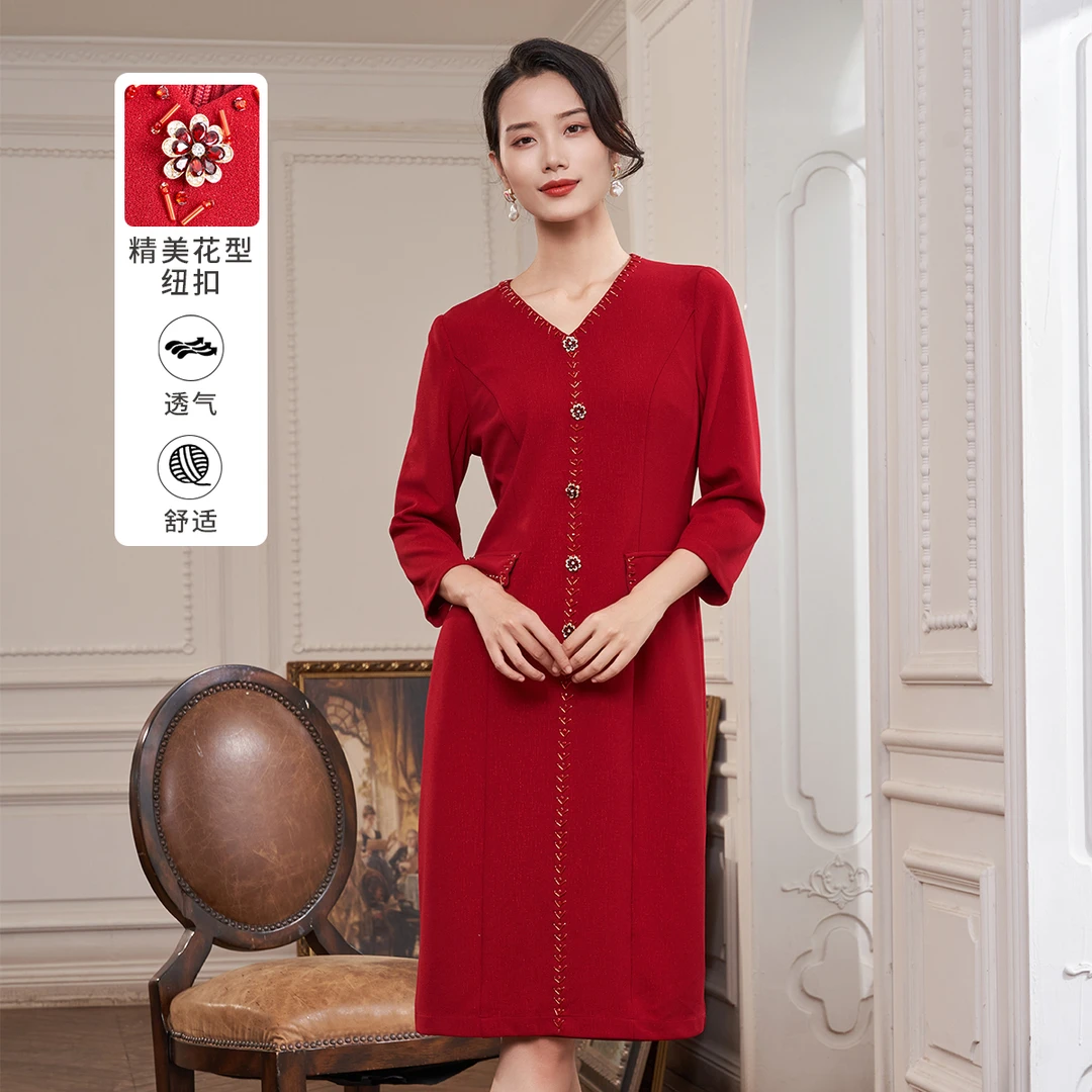 MY TENO/马天奴秋季气质中式精美舒适婚宴礼服连衣裙VRA671DRX0