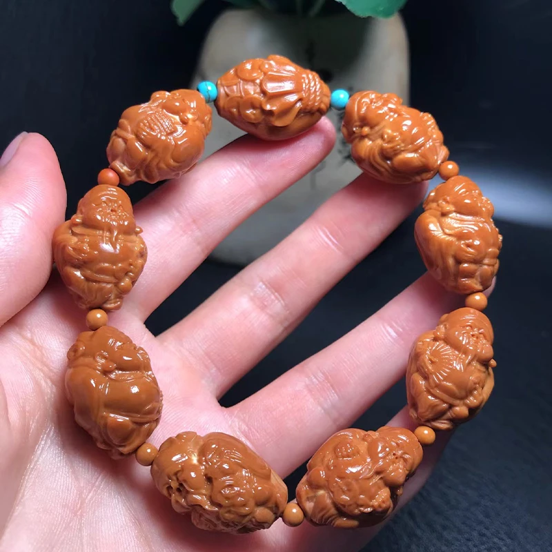 橄榄核核雕手串财神核雕手把件包浆手工雕刻文玩男纯手工创意雕刻