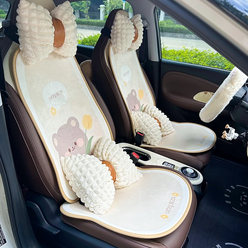 汽车坐垫通用冬季座垫冬天毛绒可爱卡通女神网红保暖加热女车垫子