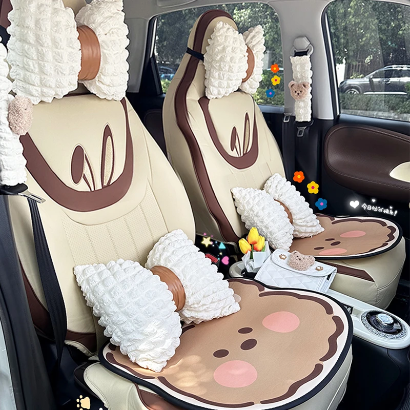 汽车车头枕护颈枕泡芙腰靠可爱通用五菱缤果车内改装座椅腰靠背女