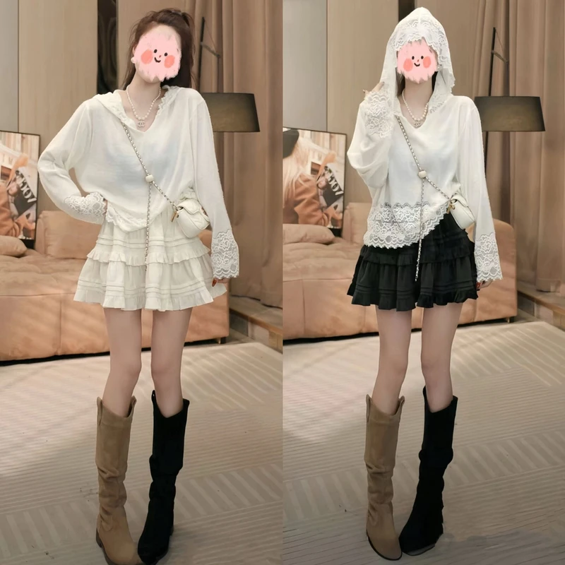 时尚百搭服装流行秋季女装精致遮肉毛衣针织衫短裙新款三件套减龄