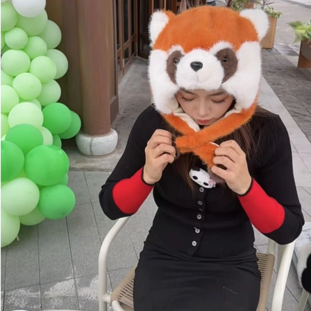 专利款 小熊猫帽子成人儿童宝宝小孩保暖卡通