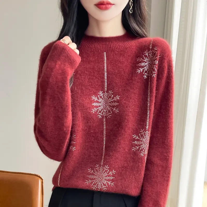 雪花烫钻女半高防风衣服百搭 通3