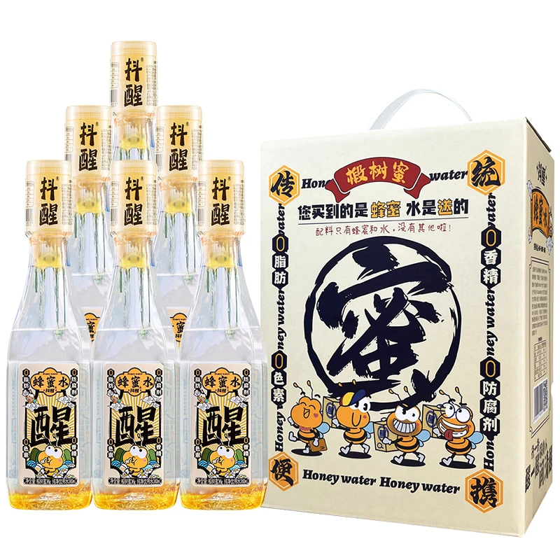 抖醒椴树蜜蜂蜜水分离式便携饮料6瓶礼盒装网红饮品