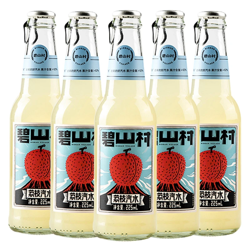 BI SHAN CUN/碧山村荔枝汽水225ml/瓶荔枝果汁果味碳酸饮料