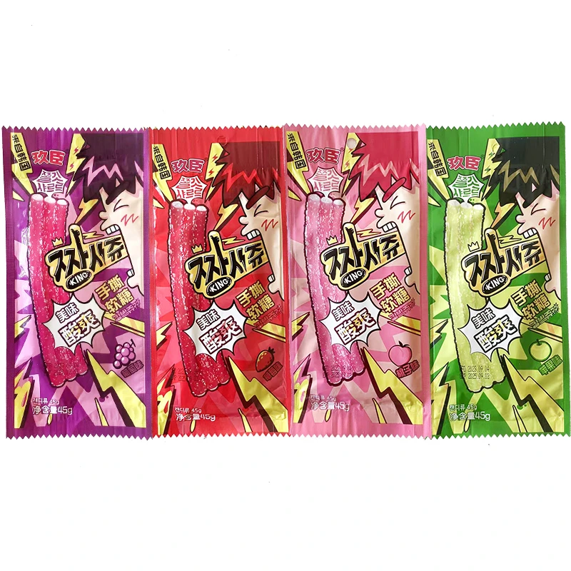 韩国进口玖臣手撕水果软糖45g/袋葡萄草莓桃子苹果味酸味好玩酸爽