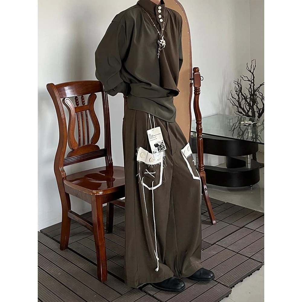 小众高级感日系宽松慵懒复古裙裤设计感流苏山本耀司垂感西裤男