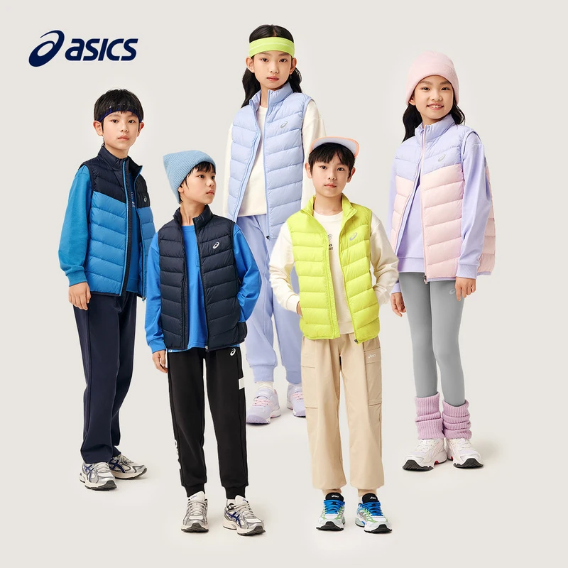 ASICS/亚瑟士童装2024冬季儿童轻薄羽绒马甲334241013077